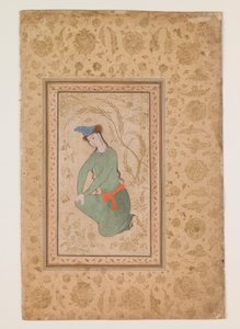 Jeune agenouillé, début du XVIIe siècle (aquarelle sur papier) - Persian School