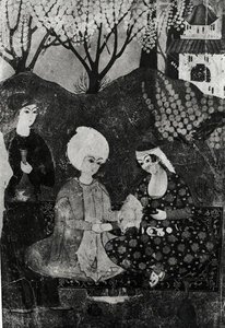 Homme et femme dans un jardin - Persian School