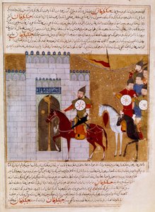 Mongols assiégeant une forteresse. Miniature persane tirée de « Jami al-tawarikh » ou « Histoire universelle » de l