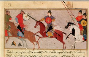 Gengis Khan (vers 1162-1227) combattant les Tartares, d