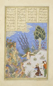 Le Simurgh rend Zâl à Sâm, illustration du Shahnama (Livre des Rois) - Persian School