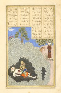 Rustam tue le Div Blanc, illustration du Shahnama (Livre des Rois)