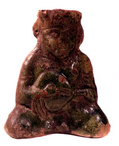 Art persan : vase en forme de joueur de mandoline