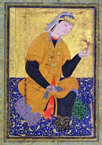 Portrait de Hamida Banu Begum, tenant un sceau, folio illustré de l