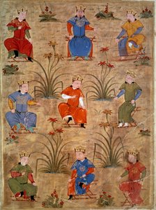 Représentation des neveux de Gengis Khan - Persian School