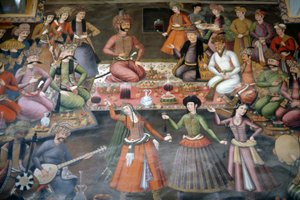 Shah Abbas I recevant Nadr Vali Muhammad Khan du Khanat de Boukhara, Salle de réception - Persian School