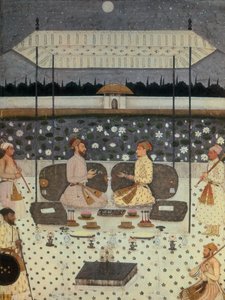 Deux princes moghols conversant la nuit, vers 1480-90