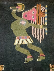 Danseur en laine tissée avec bâton, tribu Paracas - Peruvian School