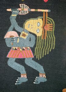 Danseur en laine tissée avec bâton, tribu Paracas