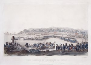 Premier débarquement des Américains au Japon à Gore-Hama le 14 juillet 1853