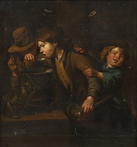 Les garçons autour de la bouillie