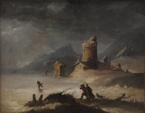 Paysage avec patineurs