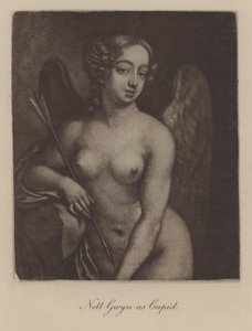 Nell Gwyn en Cupidon (mezzotinte) - Peter Cross