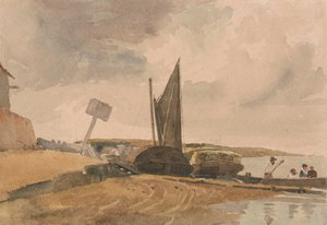 Marée basse, débarquement de bateau - Peter DeWint