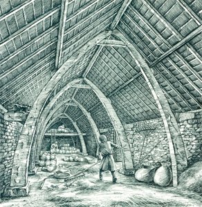 Grange du presbytère médiéval, Wharram Percy, North Yorkshire