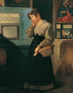 Fille devant le comptoir de loterie