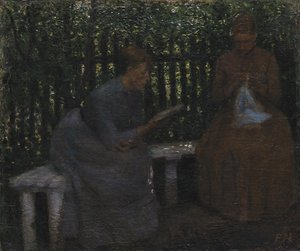 Deux jeunes filles dans une tonnelle