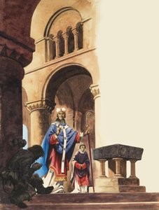 Scène dans une cathédrale normande