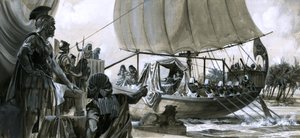 Cléopâtre dans sa péniche (gouache sur papier) - Peter Jackson