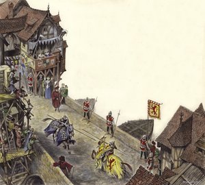 Joute sur le vieux pont de Londres le 23 avril 1390 - Peter Jackson