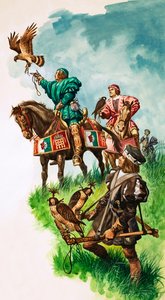 Le roi Henri VII lâchant son faucon en chassant