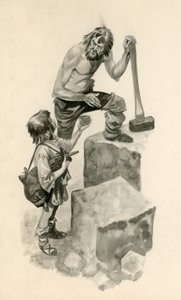 Michel-Ange, enfant, aidant les tailleurs de pierre dans leur travail
