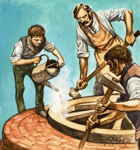 Il était une fois... la vie villageoise il y a cent ans. Charrons mettant le cerceau de fer sur une roue - Peter Jackson