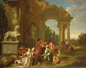 Une partie de chasse dans des ruines classiques
