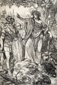 Campagnes de Germanicus : « Nero Claudius Drusus Germanicus (38-9 av. J.-C.) et son armée rencontrent une jeune femme dans les régions entre les rivières Weser et Elbe, vers 12 av. J.-C. »