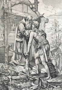 Le jeune Odoacre recevant la bénédiction de Séverin, Apôtre de Norique, vers 470 - Peter Johann Nepomuck Geiger