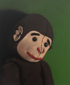 Portrait de singe sur vert - Peter Jones