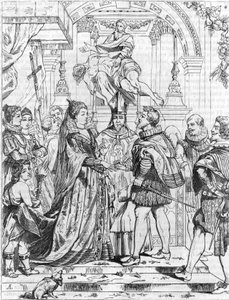 Mariage par procuration de Marie de Médicis (1576-1642) avec Henri IV à Florence, le 5 octobre 1600. Gravure par Pierre Paul Rubens (1577-1640).