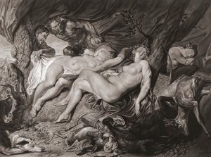 Diane endormie et ses nymphes espionnées par des satyres. (impression) - Peter Paul (after) Rubens