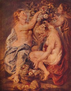 Cérès et deux nymphes avec une corne d