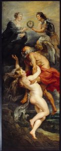 Cycle de Médicis : Le Triomphe de la Vérité Roi Louis XIII et Reine Marie de Médicis représentés au sommet des allégories du Temps et de la Vérité - Peter Paul Rubens
