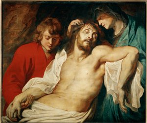 Déploration avec sainte Marie et saint Jean apôtre, vers 1614-15 (peinture sur bois de chêne) - Peter Paul Rubens