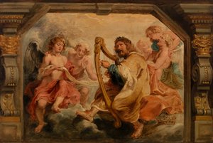 Le roi David jouant de la harpe