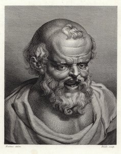 Portrait du philosophe grec ancien Démocrite (gravure au pointillé) - Peter Paul Rubens