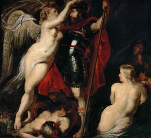 Le Héros de la Vertu Mars, couronné par la Déesse de la Victoire, vers 1616