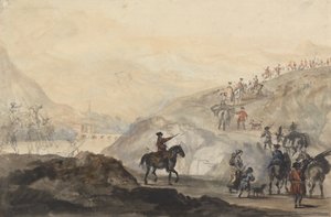 Troupes de cavalerie et suiveurs de camp en mouvement