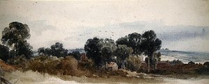 Paysage boisé avec cottages - Peter de Wint