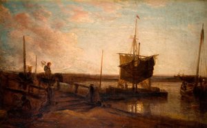 Jetée avec bateaux, 1800-50