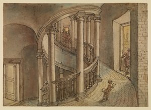 Escalier du Belvédère, de la Scala di Chiocciola de Bramante, dans la Cour de San Damaso, Vatican