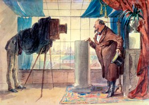 Marchand chez le photographe, années 1860