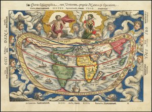 Carte de 1553 - Charta Cosmographica, Cum Ventorum Propria Natura et Operatione