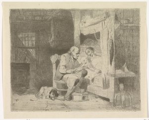Vieil homme lisant à sa femme - Petrus Marius Molijn
