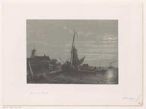 Voilier échoué au clair de lune