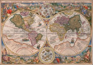Carte du monde à double hémisphère de 1594 par Petrus Plancius - Petrus Plancius