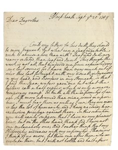 Lettre autographe à Solomon Dayrolles, Blackheath, 25 septembre 1754 (plume et encre sur papier) - Philip Dormer Stanhope Chesterfield