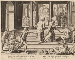 Saint Pierre et Jean guérissent un infirme à la porte du Temple